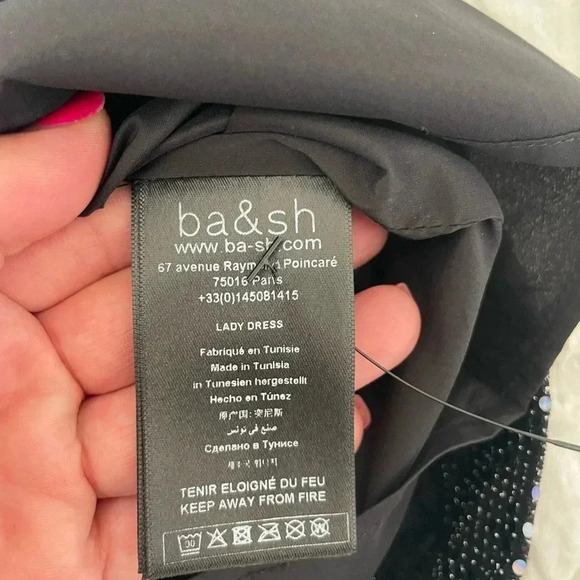 Ba&sh metallic chevron robe Flavie embellished mini dress - Picture 9 of 16